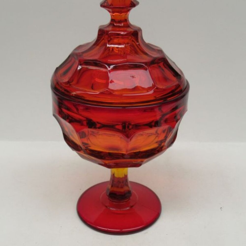 Westmoreland Glass Amberina Red COLONIAL 7 3/4 Inch Footed Candy Dish with Lid